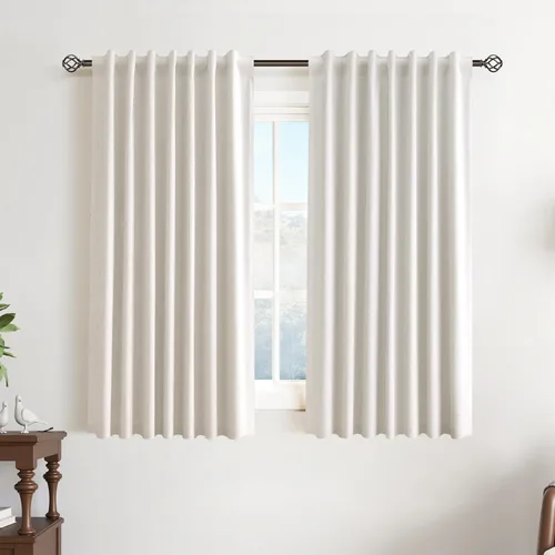 Miniatura 54 de Guken Cortinas opacas de lino, 2 paneles rústicos, elegantes, 100% opacas, con aislamiento térmico, banda de ganchos y trabilla trasera, 52 x 84