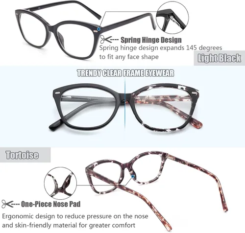 Miniatura 4 de Lentes de lectura de alta calidad para mujer, estilo Oprah, para lectura de computadora, anti luz azul, con marco irrompible TR90 2008 Negro +
