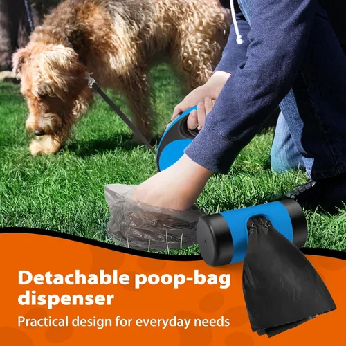 Miniatura 6 de Correa retráctil para perro con cable a prueba de mordidas, correa para caminar para mascotas con dispensador de bolsas de excrementos, correas