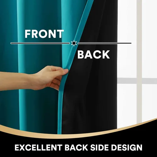 Miniatura 6 de PrinceDeco Cortinas 100% opacas de 54 pulgadas de largo, completamente opacas, tratamiento de ventanas, cortinas forradas con aislamiento térmico