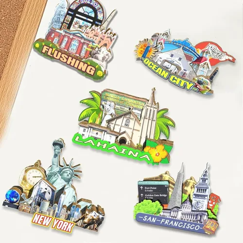 Miniatura 4 de USA Lahaina - Imán de nevera con imán de madera 3D, monumentos de viaje, decoración coleccionable hecha a mano