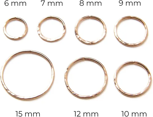 Miniatura 3 de Pequeños aros chapados en oro rosa martillado, mini aretes de aro, aretes de aro Huggie