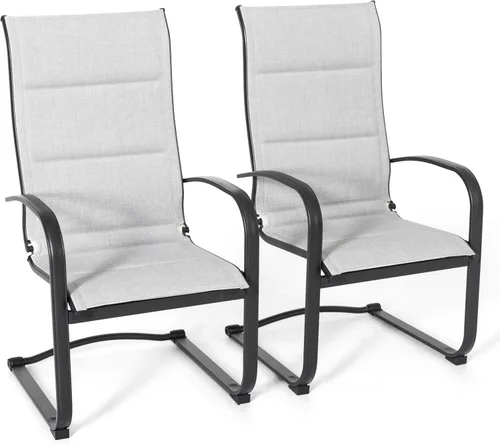 Miniatura 13 de NUU GARDEN Patio Dining Chairs Set of 2, Outdoor Textilene Chairs with High Back and Breathable Seat, for Garden Deck Backyard Porch, Grayish Beige
