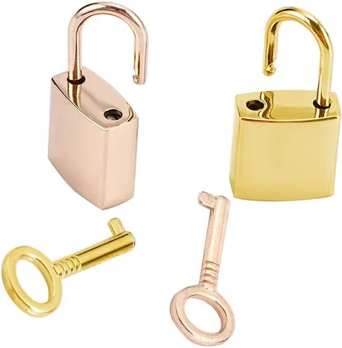Miniatura 2 de Mini cerradura de metal - Candado de repuesto de zinc con llaves, espejo brillante (dorado)