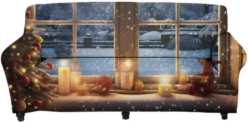 Miniatura 15 de Horeset Snowy Tree - Funda de sofá para 2 cojines, decoración del hogar, funda protectora de muebles para perro, impermeable y lavable Árbol nevado