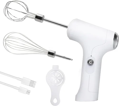 Miniatura 7 de Batidora de mano inalámbrica, batidor eléctrico de mano con 3 modos de velocidad, batidor de huevos de mano con 2 batidores desmontables (verde)