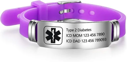 Miniatura 137 de OPALSTOCK Pulseras médicas personalizadas de silicona ajustable para identificación de emergencias, grabado gratuito, 9 pulgadas, resistente al