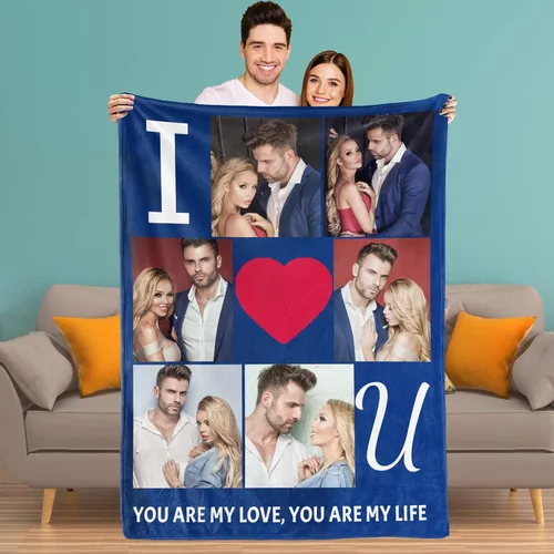Miniatura 8 de Youltar Manta personalizada con fotos de texto, mantas personalizadas con imágenes para novia, parejas, marido, esposa, boda, utilizada como regalo