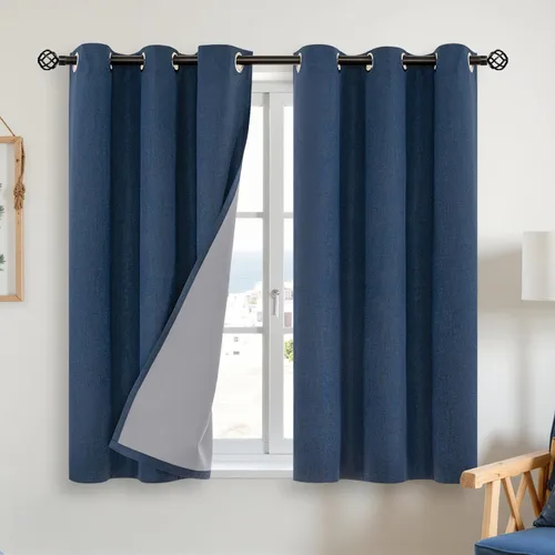 Miniatura 16 de YoungsTex - Cortinas opacas de lino para dormitorio, oscurecimiento de la habitación, cortinas con textura de lino, paneles con aislamiento térmico