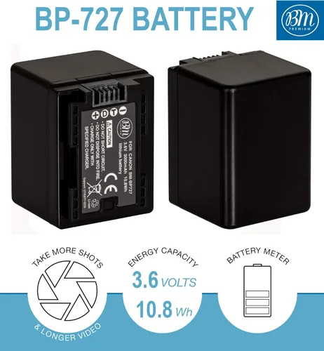 Miniatura 2 de BM Premium BP-727 Batería y cargador para Canon Vixia HFR80, HFR82, HFR800, HFR30, HFR32, HFR300, HFR40, HFR42, HFR400, HFR50, HFR52, HFR500