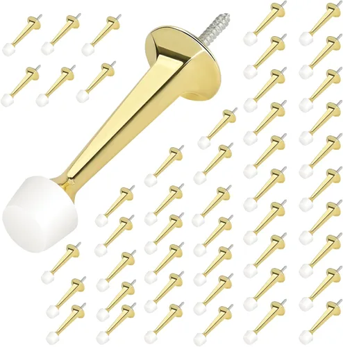 Miniatura 22 de HOMOTEK Paquete de 20 topes de puerta rígidos sólidos resistentes con punta de goma suave, tope de puerta fundido de zinc para proteger la pared