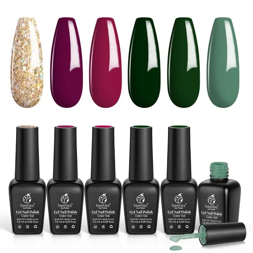 Miniatura 32 de Beetles - Juego de esmaltes de uñas en gel neón, 6 colores, rosado intenso, naranja, amarillo, verde, azul y morado, semipermanentes, uso