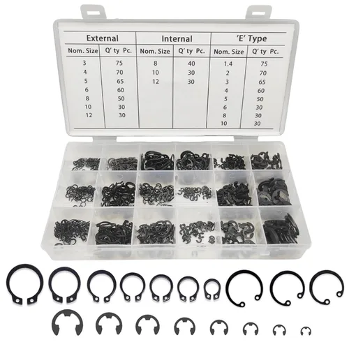 Miniatura 13 de Boatsea - Juego de 300 anillos de retención externos C-Clip Circlip, anillos de retención de resorte externos, juego de surtido de tienda, 18