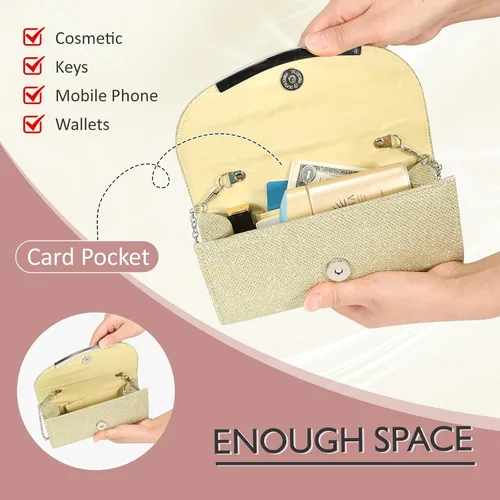 Miniatura 5 de Bolsos de mano para mujer, lentejuelas brillantes, sobre con purpurina, bolsa de noche, formal, boda, fiesta, bolso de mano