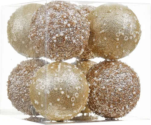 Miniatura 14 de 12 unidades de adornos de bolas de Navidad, adornos de bolas de Navidad en oro rosa, perlas de plástico irrompibles para colgar para fiestas