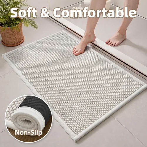 Miniatura 6 de PADOOR - Tapete de baño de felpilla súper absorbente, tapete de baño con parte trasera de goma antideslizante, fácil de limpiar, para frente