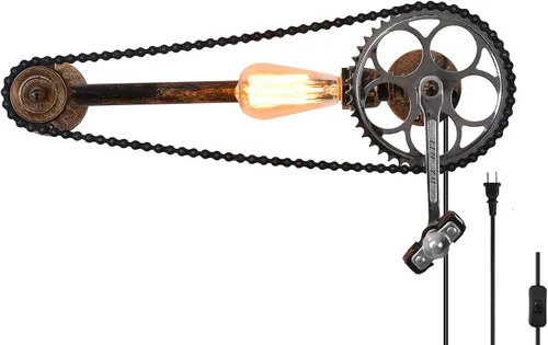Miniatura 5 de Lámpara de pared industrial enchufable con base E26 Edison, estilo retro vintage, luces de pared con cable enchufable ajustable de 5.9 pies, aplique