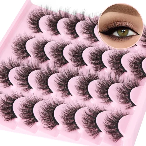 Miniatura 14 de Pestañas postizas de visón natural, efecto ojo de gato, finas, 16 mm, 5D, paquete de 14 pares de pestañas falsas de TNFVLONEINS
