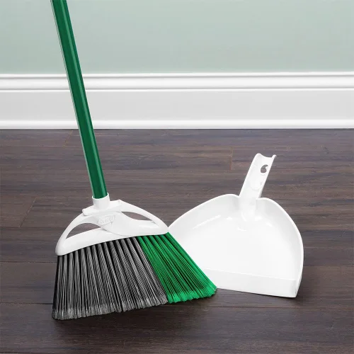 Miniatura 3 de Libman Commercial 206 - Escoba angular de precisión con bandeja para el polvo, mango de acero, 11 pulgadas de ancho, verde y blanco (paquete de 4)