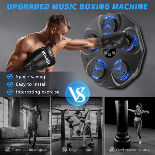 Miniatura 3 de TGLLM Music Boxing Machine, Interactive Punching Trainer with Boxing Gloves, Large Size Wall Mounted Electronic Boxing Target for Adult Kids, 9