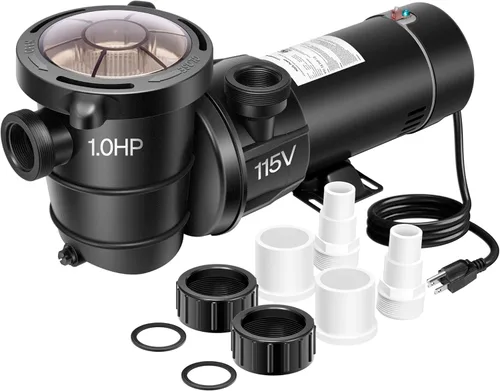 VIVOHOME Bomba de piscina sobre el suelo de ahorro de energía de 1.0 HP 5280 GPH, 115 V con cesta de colador, certificado ETL y DOE