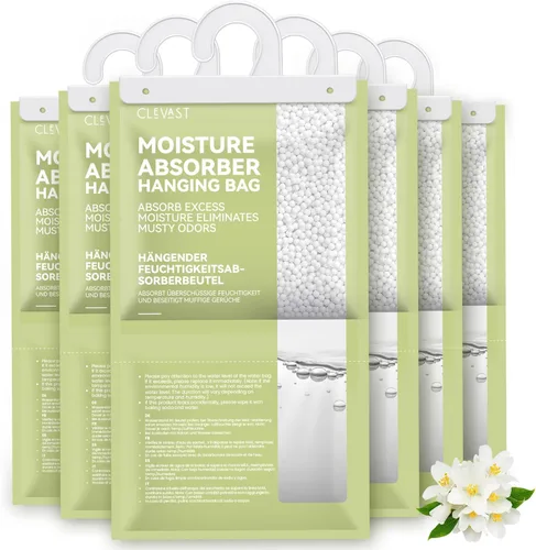 Miniatura 8 de CLEVAST Paquete de 10 bolsas de absorción de humedad, bolsas deshumidificadoras para armario, absorbentes de humedad colgantes sin perfume