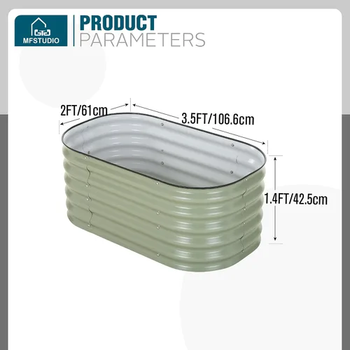 Miniatura 6 de MFSTUDIO Kit de cama de jardín elevada galvanizada para exteriores, macetas elevadas ovaladas de 17 pulgadas de alto, maceta de metal para verduras