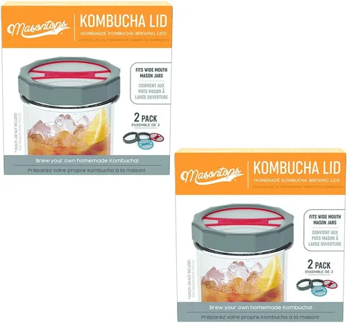 Masontops Tapa de Kombucha – Suministros para tarros de masón de elaboración de cerveza casera – Kit de inicio de fabricación de kombucha orgánico