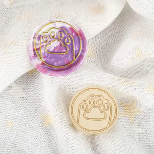 Miniatura 7 de Yoption - Sello de cera de pata de gato, sello de sellado de mango de madera vintage con cabeza de latón para invitaciones de boda