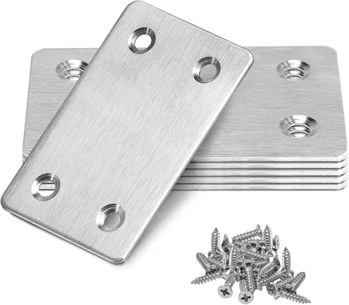 Miniatura 15 de Soporte plano de 1.575 x 0.630 x 0.079 in, soporte recto de acero inoxidable, soporte recto de metal, soporte recto negro, placa de unión