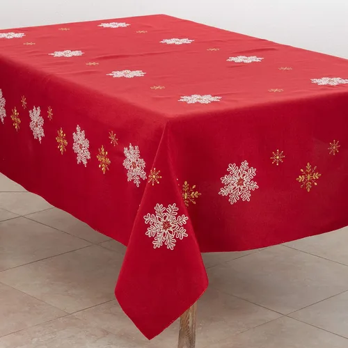 Miniatura 23 de Saro Lifestyle Camino de mesa bordado con diseño de copo de nieve, rojo, 16 x 108 pulgadas