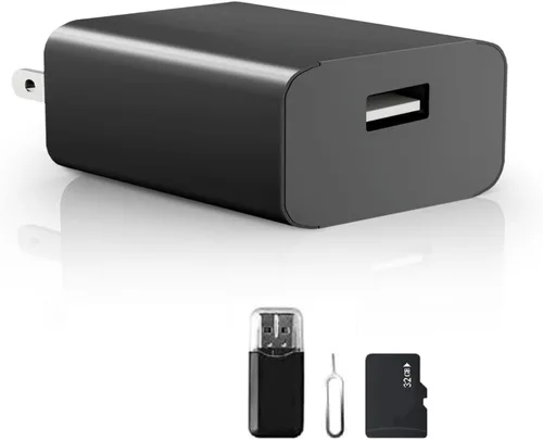 Minicámara 1080P, Cámara de Seguridad Pequeña para Niñera con Visión Nocturna y Detección de Movimiento para Interior y Hogar, Sin WiFi (32G)