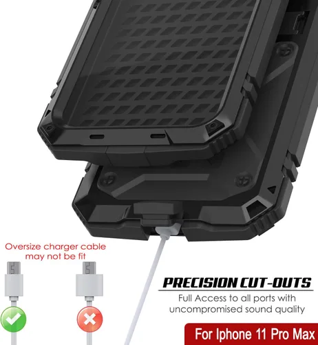 Miniatura 7 de PunkCase Funda de metal para iPhone 11 Pro Max [Serie 2.0] Funda de armadura resistente Diseño de cuerpo completo de aluminio y TPU con protector