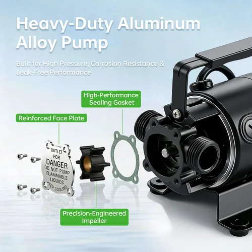 Miniatura 4 de 12V Water Transfer Pump 330GPH Self-Priming Utility Pump with Battery Clamps Hose Kit Portable Electric Non-Submersible Pump for RV Marine Garden