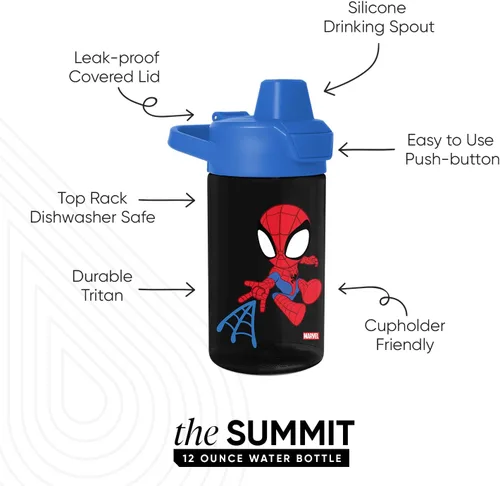 Miniatura 2 de Simple Modern Marvel Spiderman - Botella de agua Summit de plástico Tritan para niños, taza sin BPA de 12 onzas con tapa cubierta con popote a