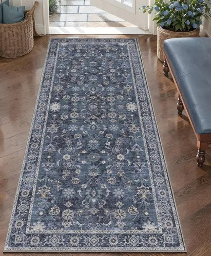 Miniatura 152 de Tangsoo Alfombra lavable para pasillo, antideslizante, 2 x 6 pies, estilo bohemio, floral, vintage, para entrada, suelo suave, para cocina, baño
