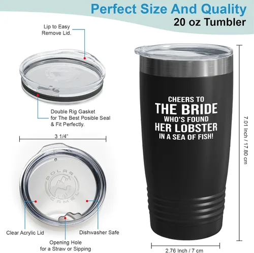 Miniatura 3 de Bride Tumbler 20oz Black -Found Her Lobster - Bride To Be Gifts Bridal Shower Wedding New Bride Mr Mrs Bachelorette Party Fiancee Newly Engaged