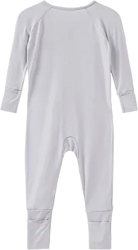 Miniatura 48 de Pijama de viscosa de bambú sin pies para niños y niñas, pijamas con cremallera para dormir y jugar, mameluco - 0-24 meses