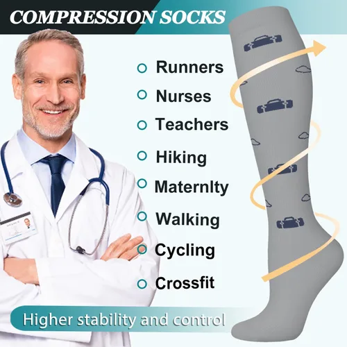 Miniatura 33 de ACTINPUT 8 pares de calcetines de compresión para mujeres y hombres, medias de compresión de apoyo para médicos, correr, atletismo
