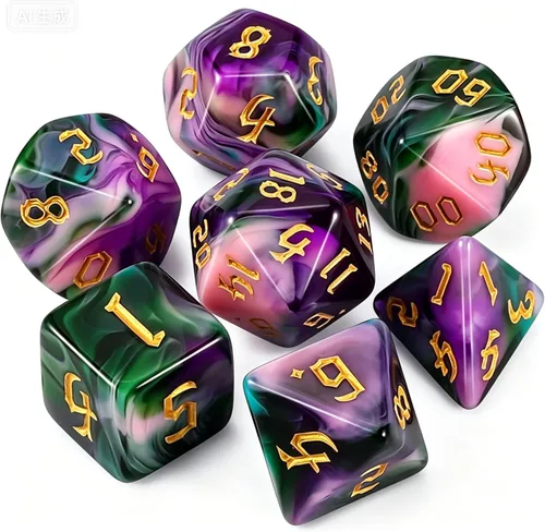 Miniatura 12 de QMAY DND Juego de Dados - 7 Piezas de Dados Poliédricos con Bolsa de Dados D&D para Mazmorras y Dragones, RPG, MTG, Juegos de Rol