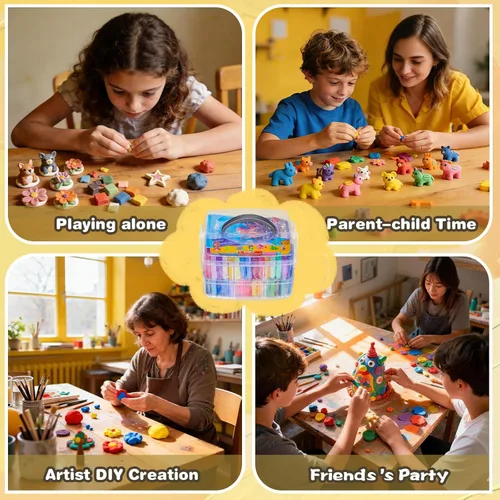 Miniatura 5 de Ixiaoyoo Arcilla polimérica de 70 colores, arcilla para modelar al horno para niños, kit de iniciación de bricolaje, no tóxico, antiadherente