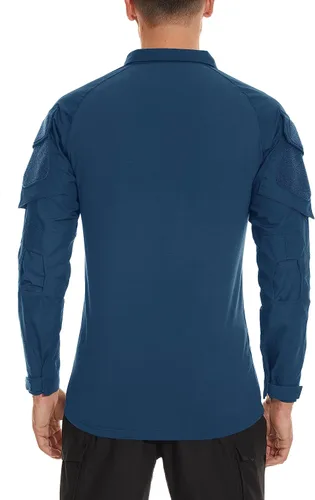 Miniatura 16 de TACVASEN Camisa táctica de manga larga para hombre, con cremallera de 1/4, con bolsillos, para paintball, militar, Airsoft, transpirable