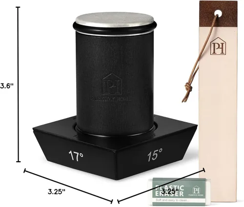 Miniatura 9 de Afilador de rodillos negro para cuchillos con trampa de cuero, kit de afilador de cuchillos con ángulos de 15, 17, 20 y 22 grados, soporte, soporte
