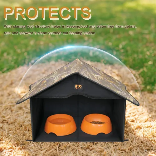Miniatura 2 de Casa para Gatos al Aire Libre, Refugio Impermeable para Mascotas/Comedor, para Gatos Salvajes/Comunitarios (Camo1)