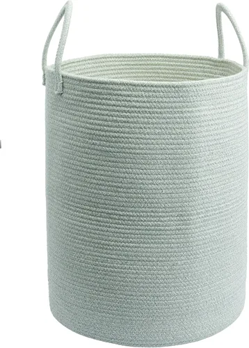 Miniatura 12 de XUANGUO - Cesta de lavandería de cuerda de algodón, cesta tejida de almacenamiento para ropa, cesta de mimbre para sala de estar, dormitorio, cesta