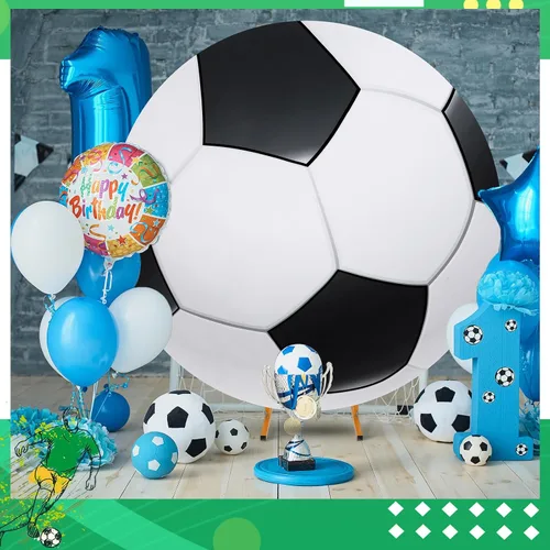 Miniatura 2 de VitalCozy Cubierta de fondo redonda de elastano de 6.5 pies, diseño de arco de temática deportiva, para fiestas, fotografía, decoración