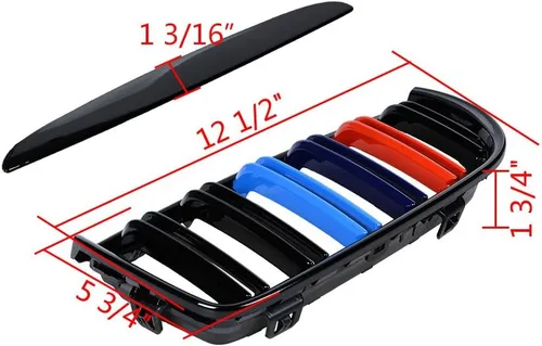 Miniatura 2 de Par de rejillas de riñón delanteras negras brillantes, radiador de color M compatible con BMW E90 E91 323i 325i 328i 335i 328i 335i Pre-LCI 2005-2008