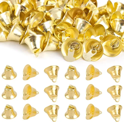 Miniatura 10 de Framendino, Paquete de 200 mini cascabeles de bronce vintage para manualidades, 0.630 in, pequeña campanilla de la libertad para árbol de Navidad