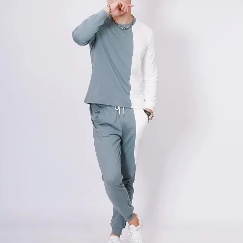 Miniatura 3 de Ropa deportiva para hombre, camiseta y cárdigan, pantalones de manga larga, dos piezas, para entrenamiento de fitness, ropa deportiva casual
