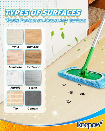 Miniatura 7 de KEEPOW Paños de barrido en seco reutilizables de microfibra compatibles con trapeador Swiffer, almohadillas lavables a máquina para trapeador